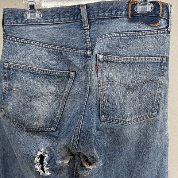 Vintage Levis Single Stitch Redline Selvedge #6 Button 70s 32x32 Thrashed - Picture 12 of 16